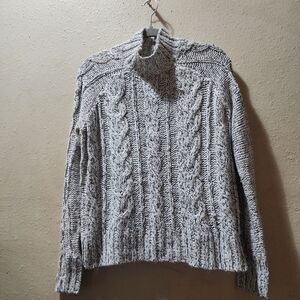 Jennifer Lopez Gray Cable Knit Turtleneck Sweater